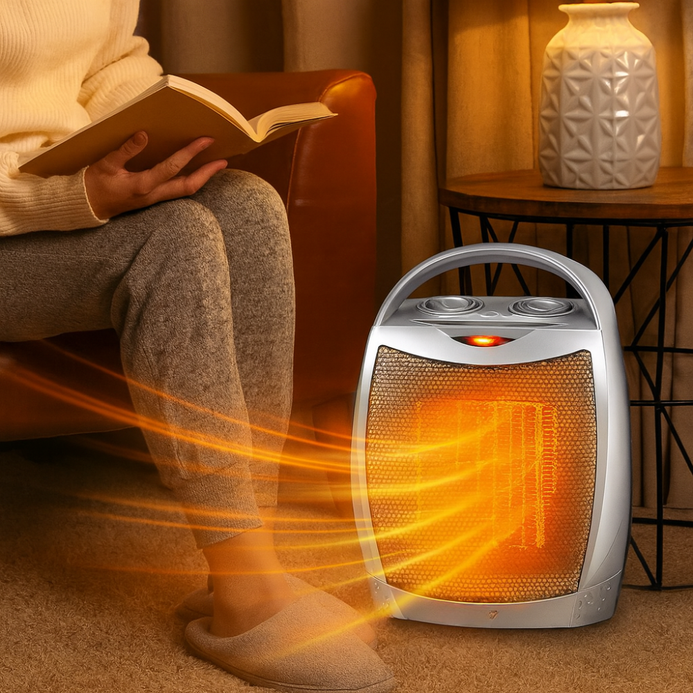 Calefactor eléctrico portátil de cerámica para interiores con control remoto