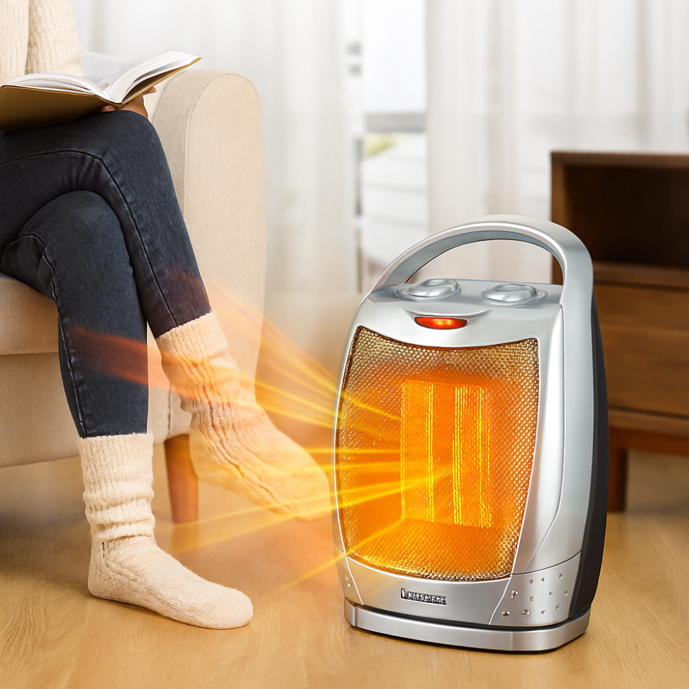 Calefactor eléctrico portátil de cerámica para interiores con control remoto