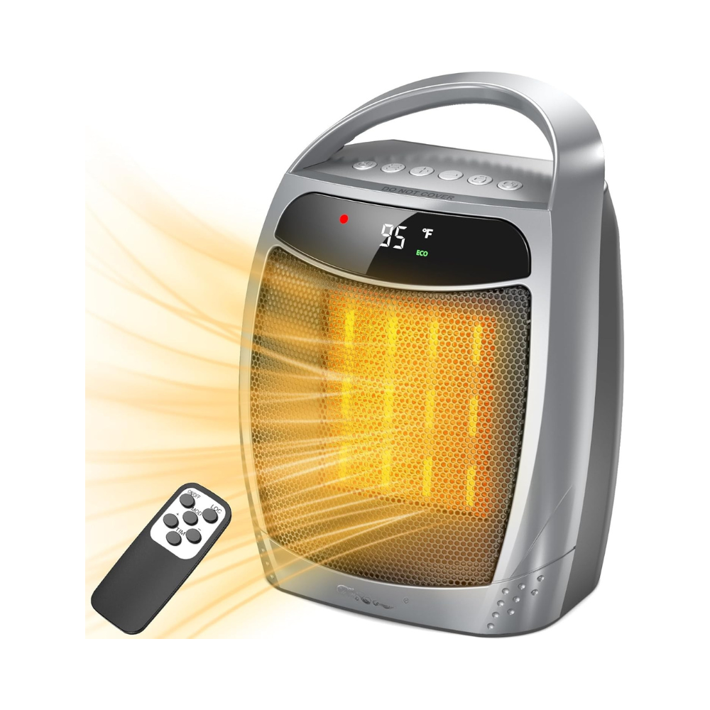 Calefactor eléctrico portátil de cerámica para interiores con control remoto