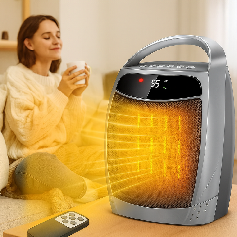 Calefactor eléctrico portátil de cerámica para interiores con control remoto