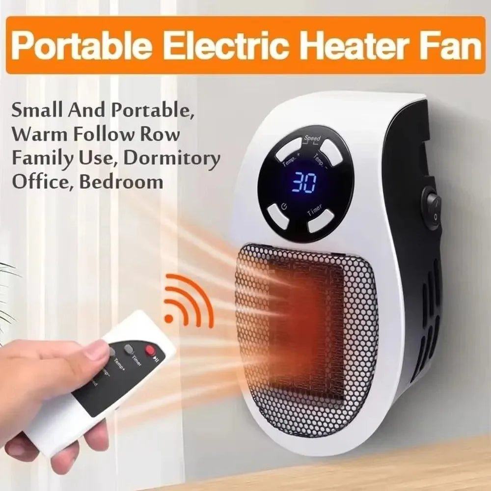 Calefactor eléctrico de espacio enchufable mini calefactor de pared control remoto