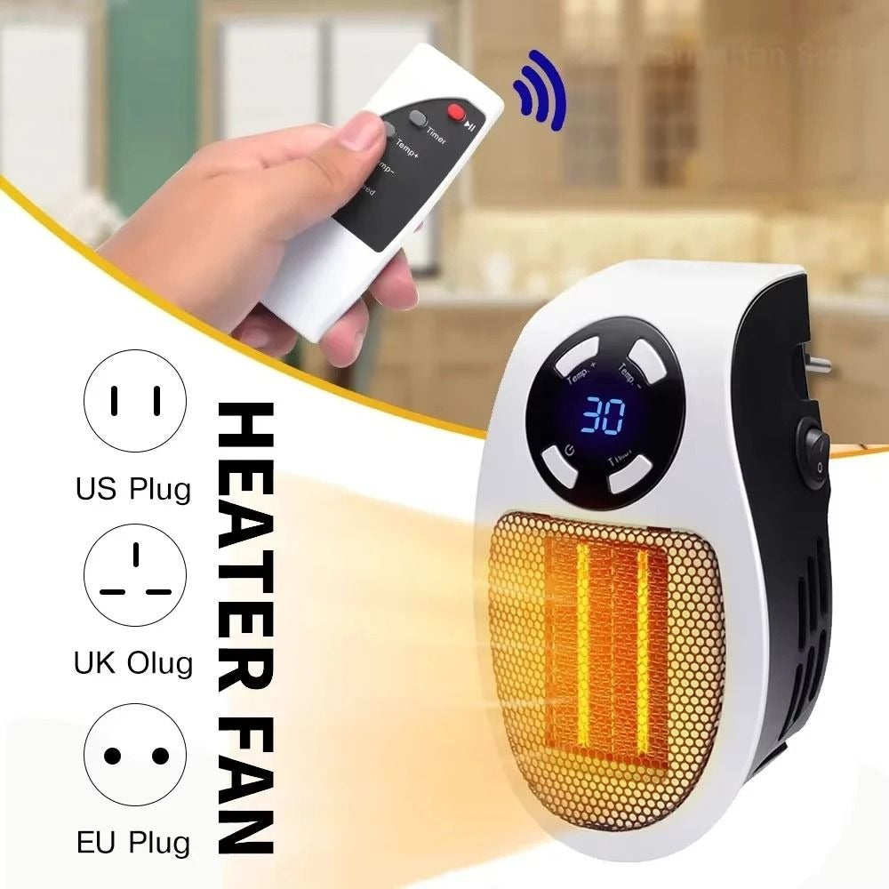 Calefactor eléctrico de espacio enchufable mini calefactor de pared control remoto