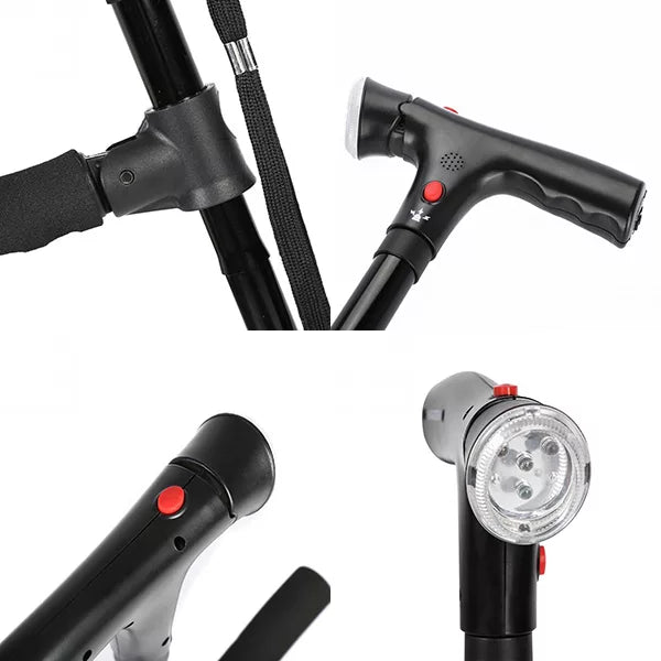 Walking Stick with Light and Folding Handle
