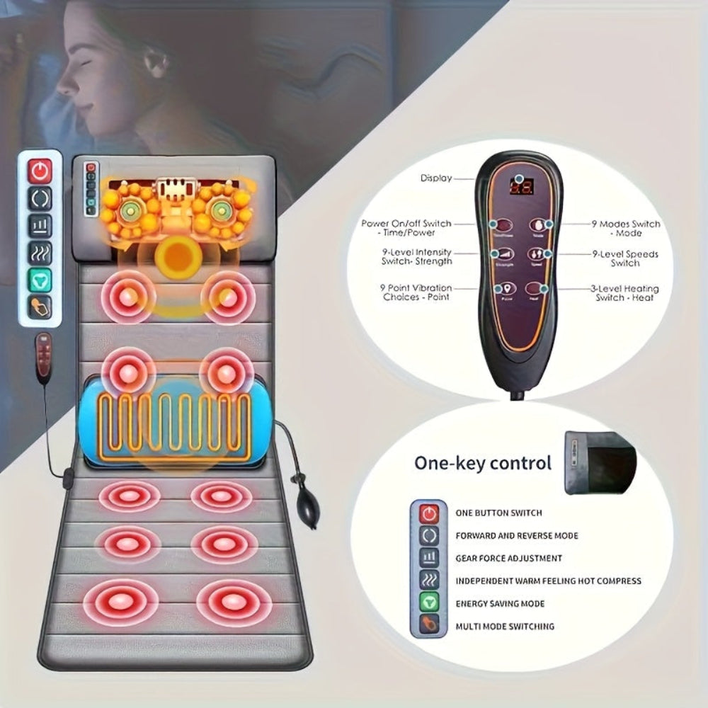 Full Body Massage Mat Heat Vibration Back Relief Pad