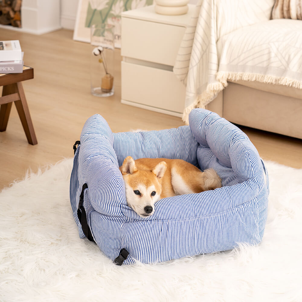 Dog Car Seat with Safety Strap and Cushion