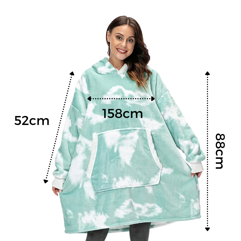 Oversized fleece hættetrøje tæppe med lomme