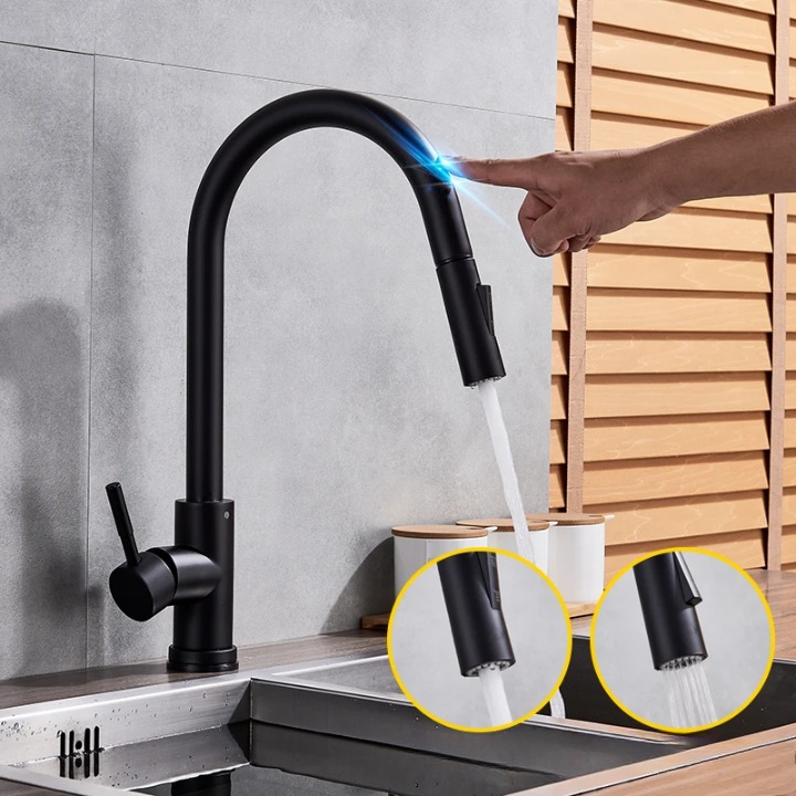 Robinet de cuisine avec capteur tactile et extractible