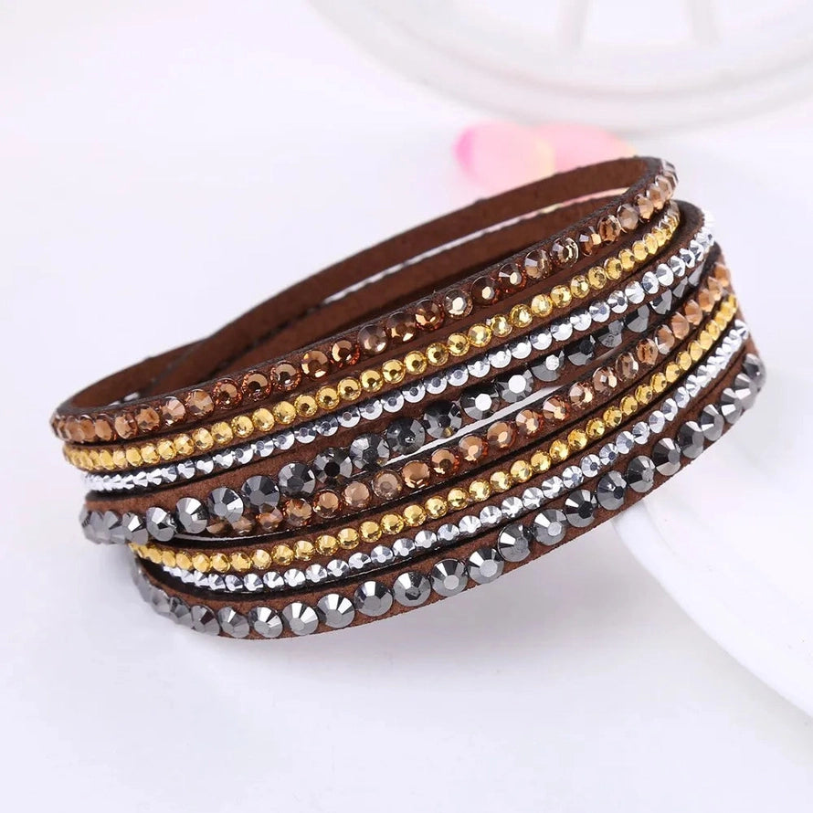 Bracelet pour femmes design enroulé cristal noir