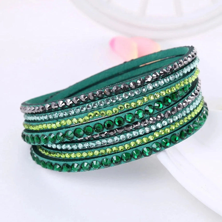 Bracelet pour femmes design enroulé cristal noir
