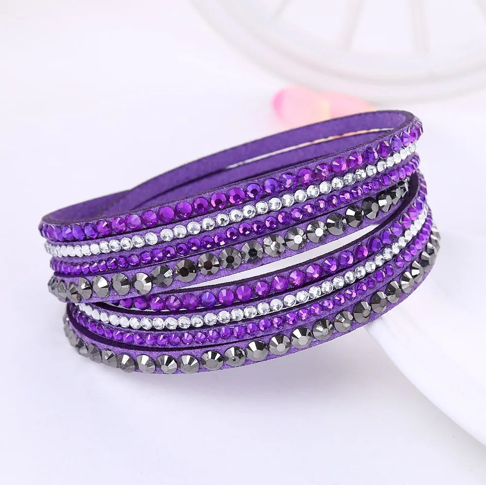 Bracelet pour femmes design enroulé cristal noir
