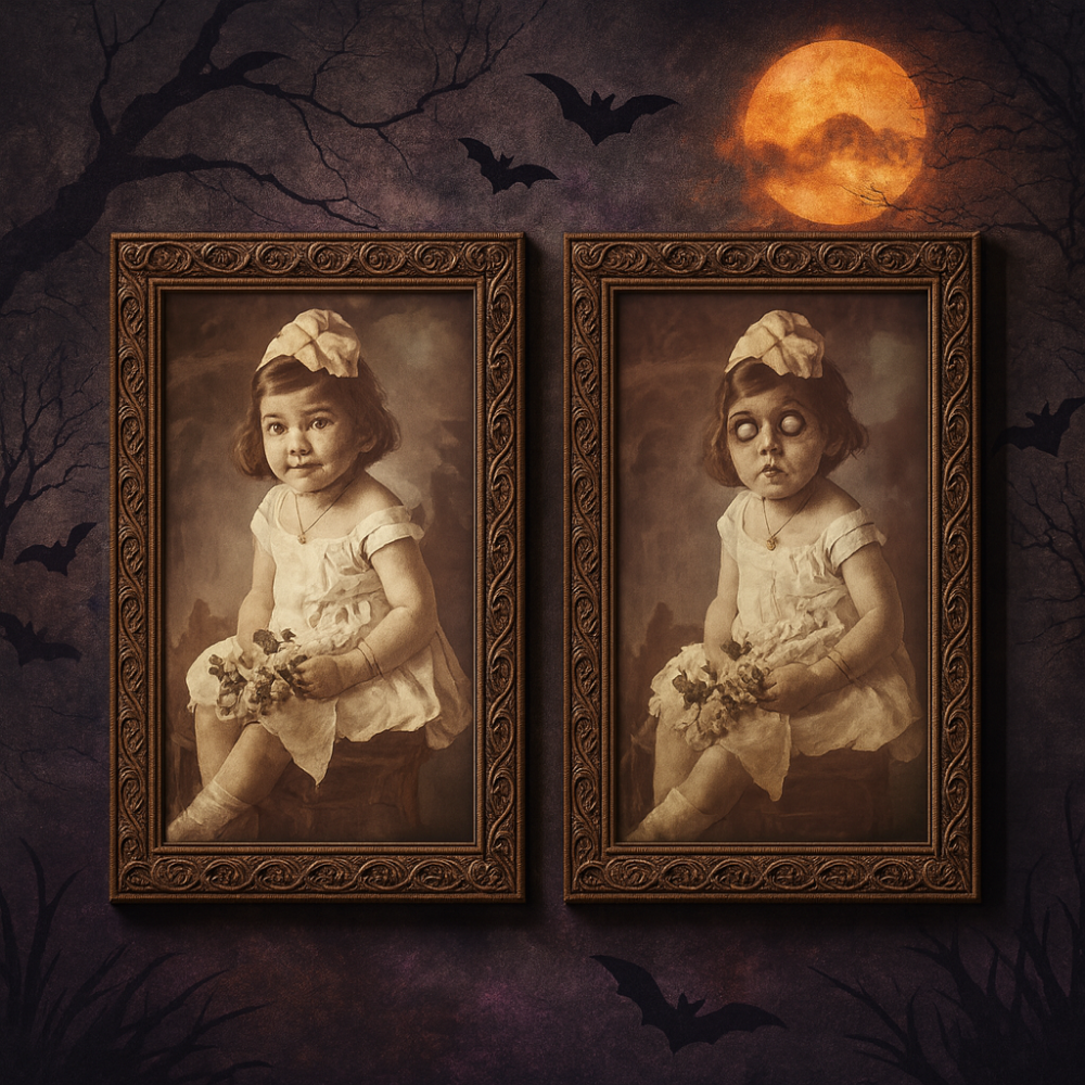 Cadre photo animé 3D visage changeant Fantôme Effrayant - Décoration murale Halloween pour fêtes hantées et décoration intérieure