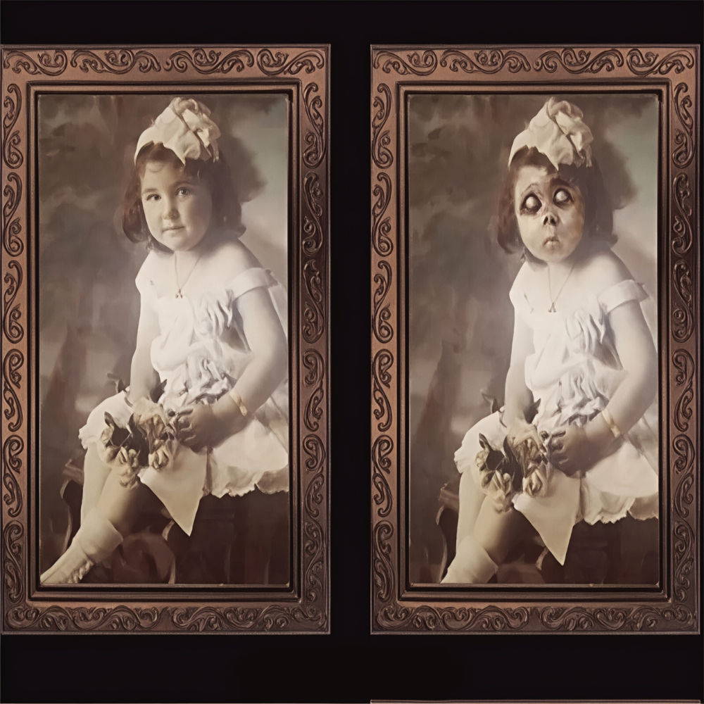 Cadre photo animé 3D visage changeant Fantôme Effrayant - Décoration murale Halloween pour fêtes hantées et décoration intérieure