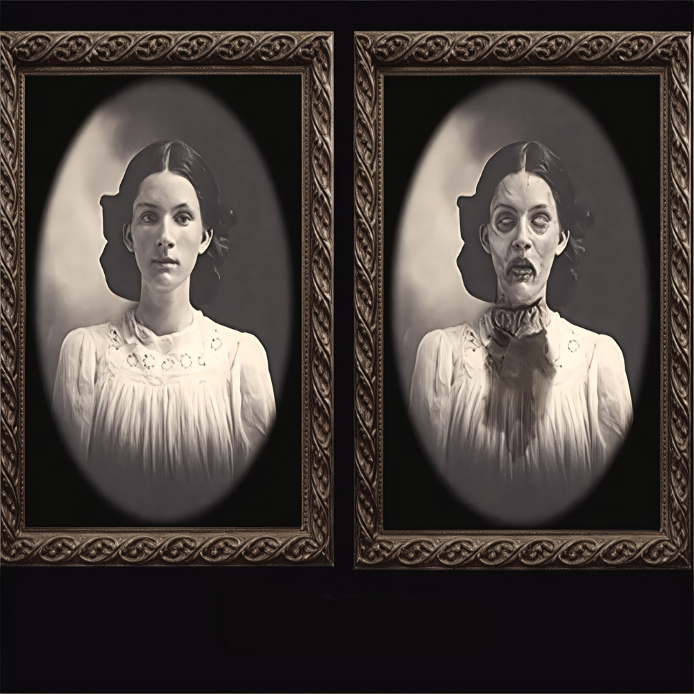 Cadre photo animé 3D visage changeant Fantôme Effrayant - Décoration murale Halloween pour fêtes hantées et décoration intérieure