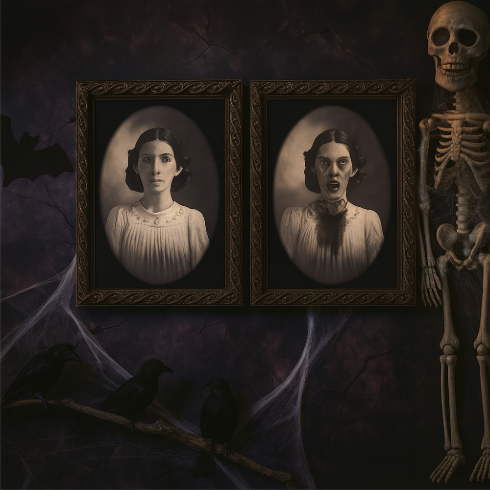 Cadre photo animé 3D visage changeant Fantôme Effrayant - Décoration murale Halloween pour fêtes hantées et décoration intérieure