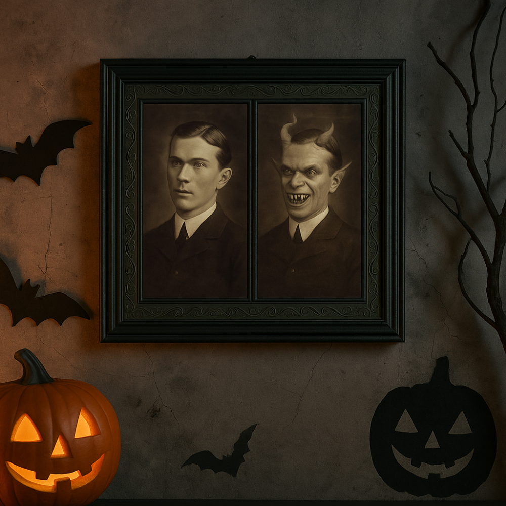 Cadre photo animé 3D visage changeant Fantôme Effrayant - Décoration murale Halloween pour fêtes hantées et décoration intérieure