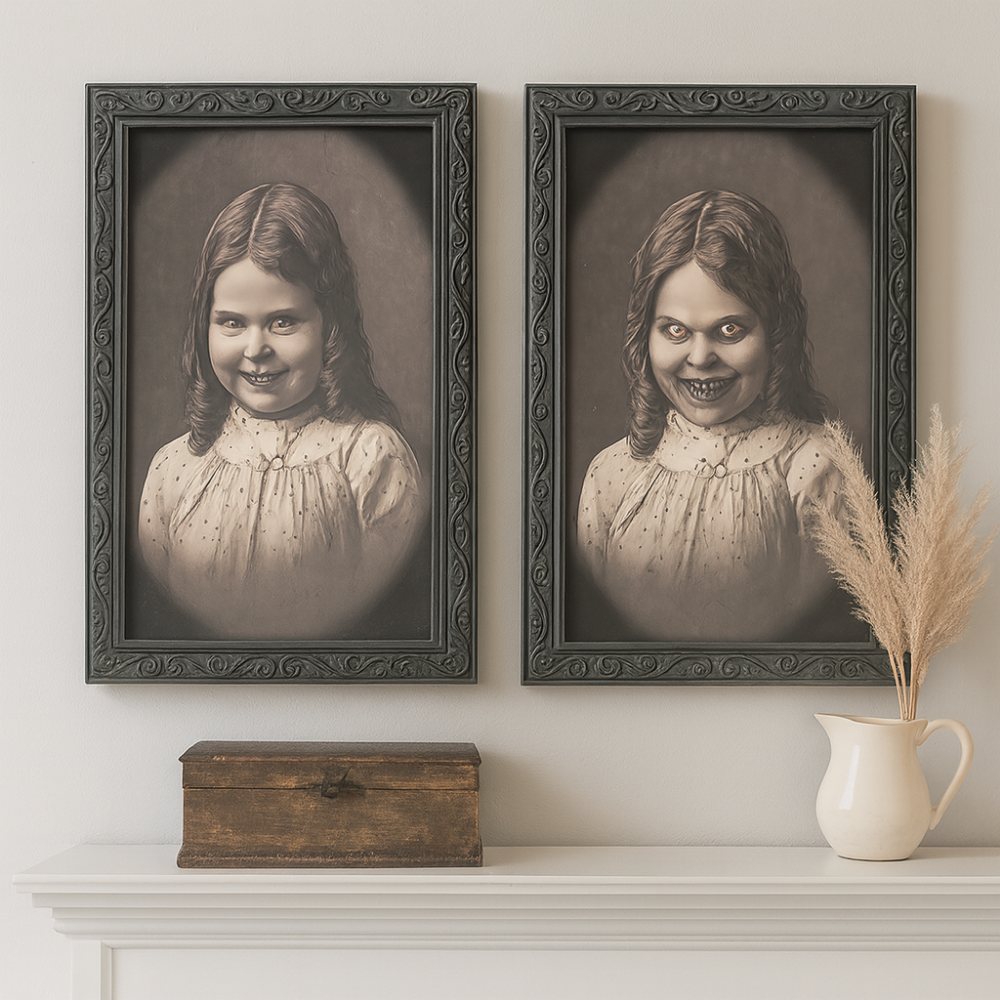 Cadre photo animé 3D visage changeant Fantôme Effrayant - Décoration murale Halloween pour fêtes hantées et décoration intérieure
