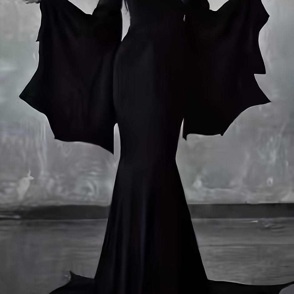 Costume d'Halloween Robe longue noire gothique à manches longues