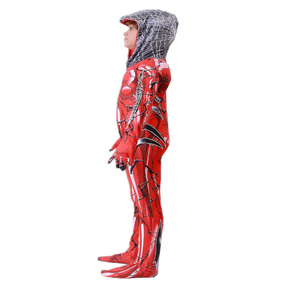ハロウィン コスチューム 子供用 赤い スーパーヒーロー ジャンプスーツ
