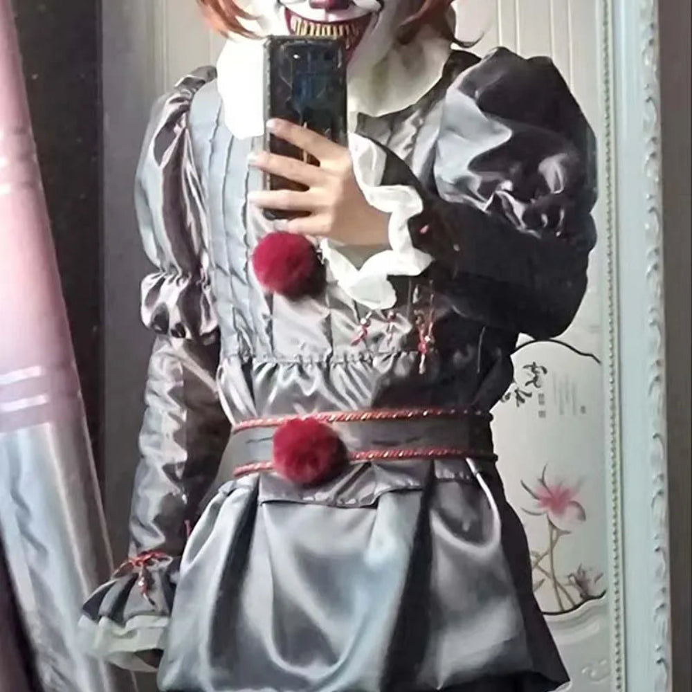 Halloween Kids Clown Costume Satin Chiffon Set