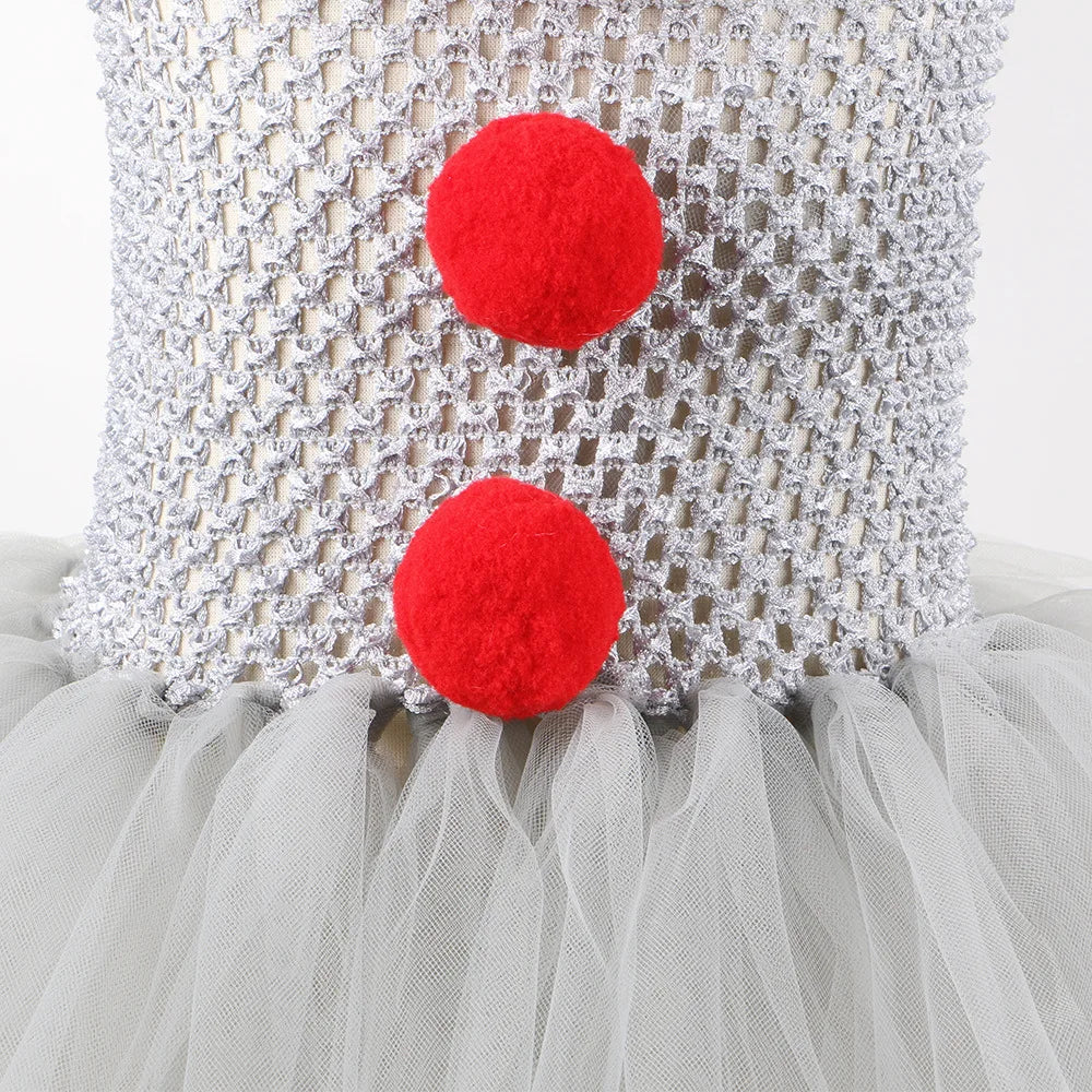 Halloween Kids Clown Costume Tutu Dress