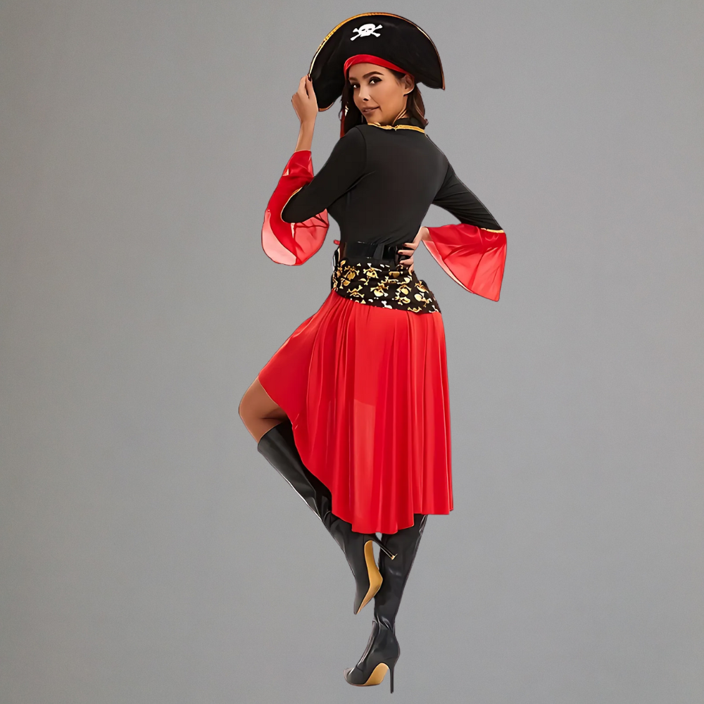Halloween Pirate Outfit Female Red Dress