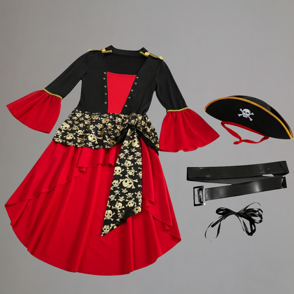 Halloween Pirate Outfit Female Red Dress