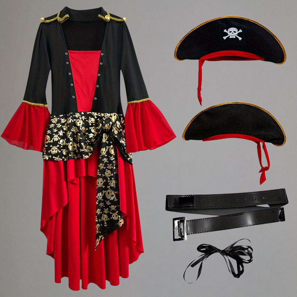 Halloween Pirate Outfit Female Red Dress