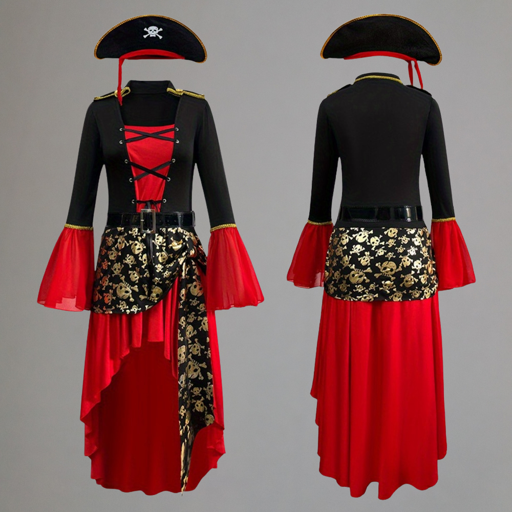 Halloween Pirate Outfit Female Red Dress
