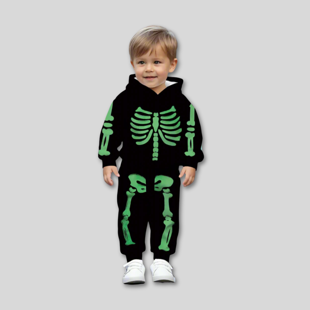 Halloween børnekostume skelet hættetrøje