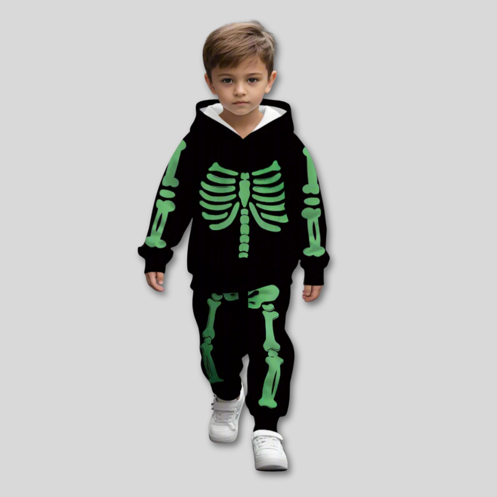 Halloween børnekostume skelet hættetrøje
