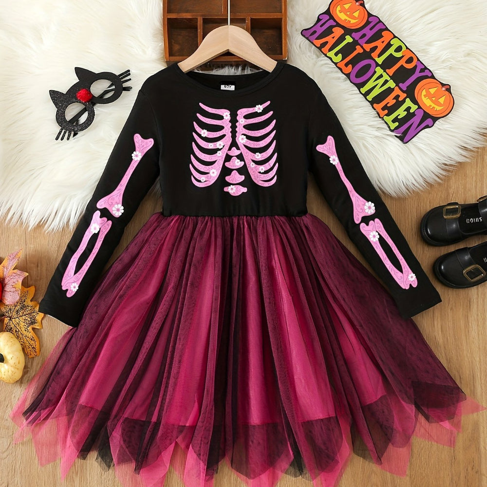 Costume Halloween Enfant Sorcière Squelette Robe