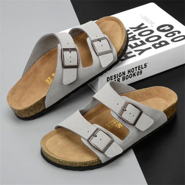 Herrensandalen aus Leder mit Schnallenriemen