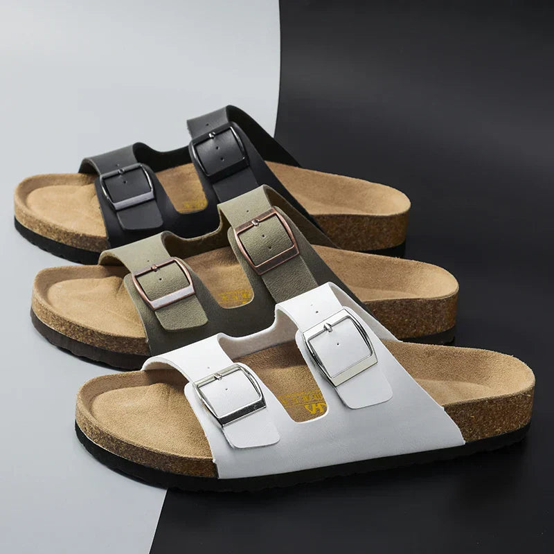 Herrensandalen aus Leder mit Schnallenriemen