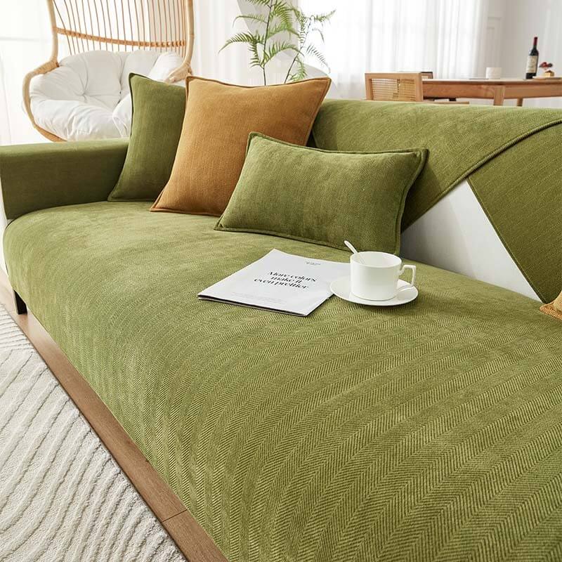 Sofa cover waterproof herringbone chenille fabric