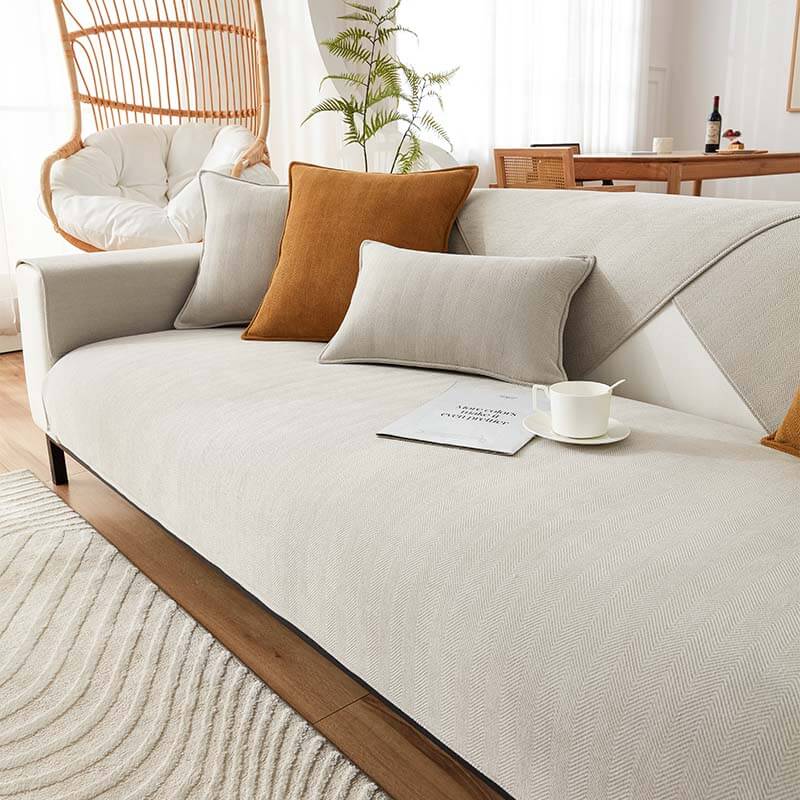 Sofa cover waterproof herringbone chenille fabric