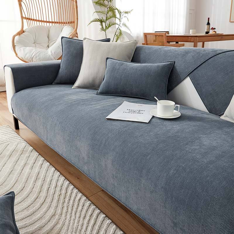 Sofa cover waterproof herringbone chenille fabric