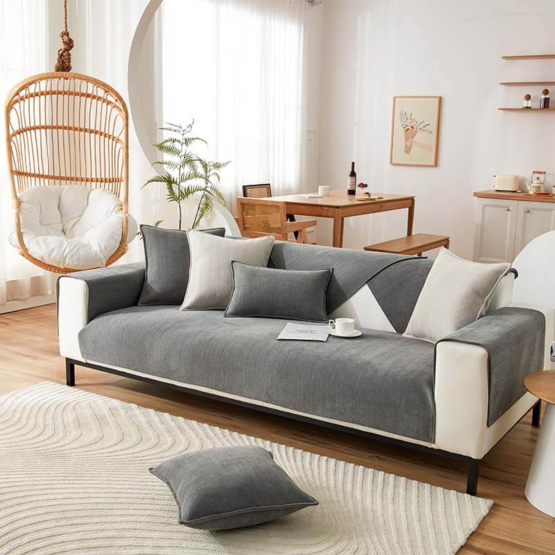 Sofa cover waterproof herringbone chenille fabric