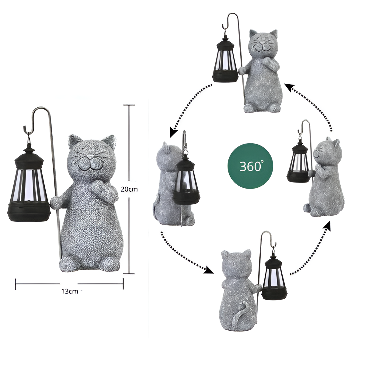 Statue solaire Chat scintillant | Éclairage de jardin économe en énergie