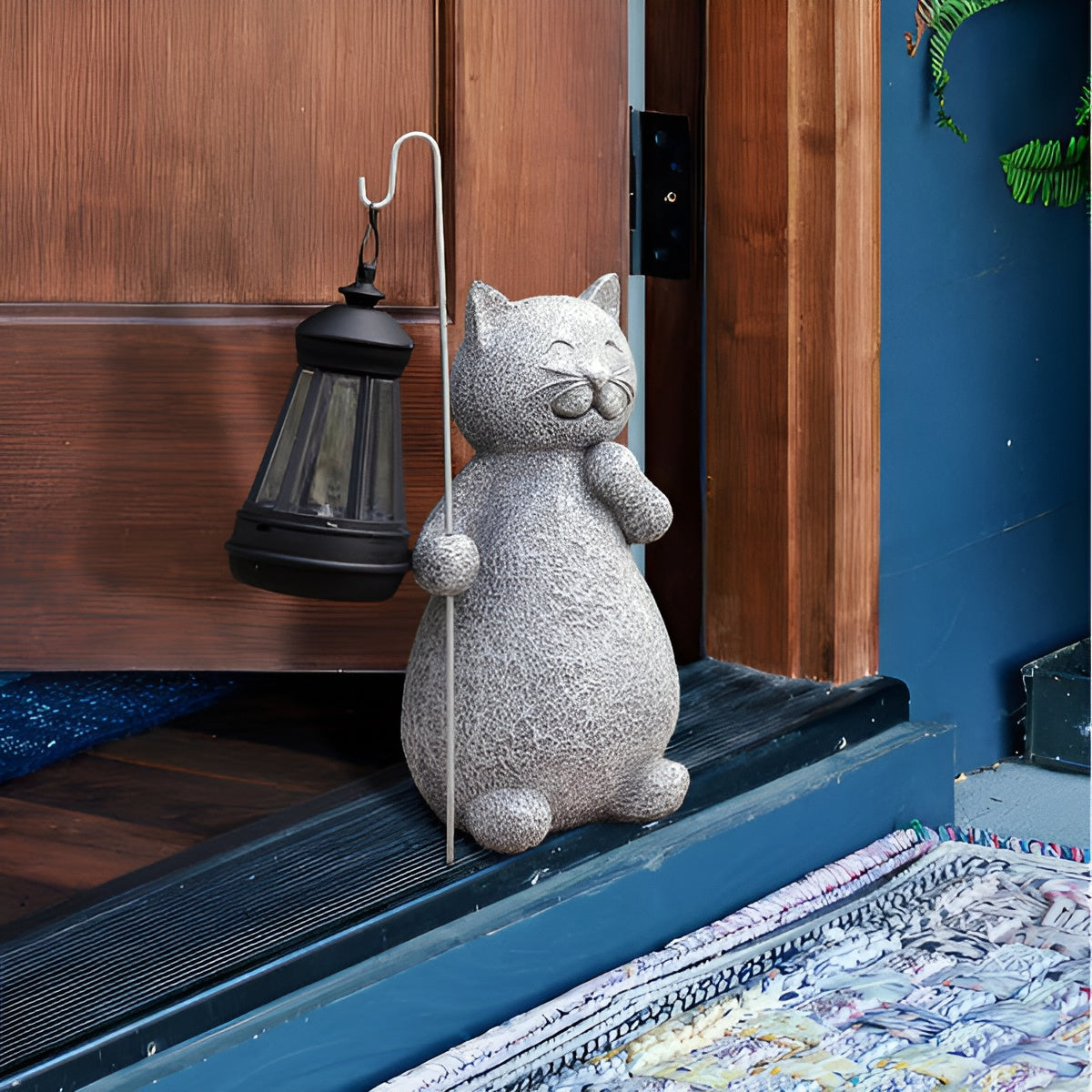 Statue solaire Chat scintillant | Éclairage de jardin économe en énergie