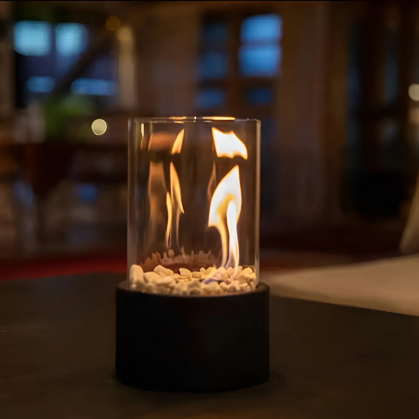 Cheminée de table moderne | Base en métal élégante et combustion propre pour intérieur/extérieur