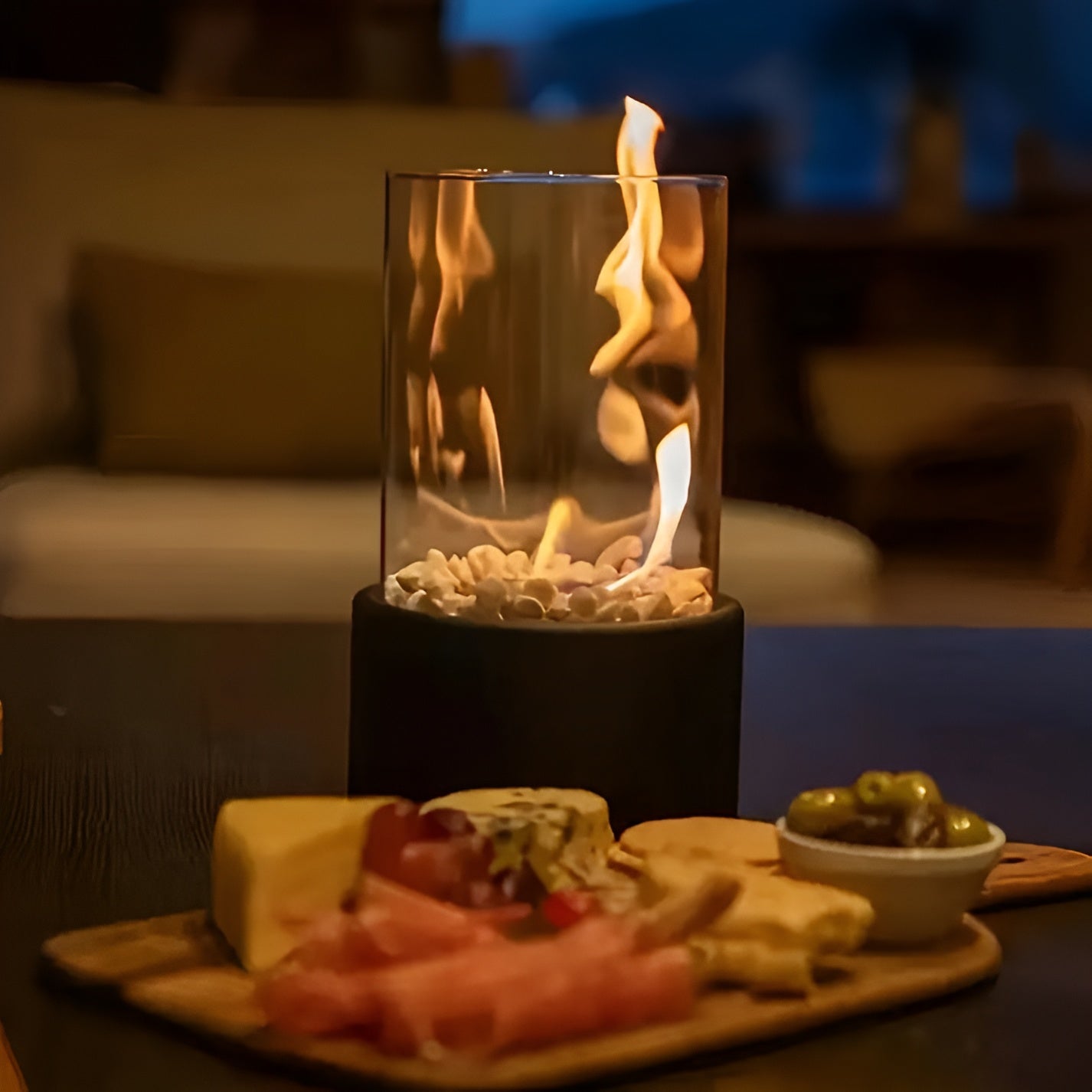 Cheminée de table moderne | Base en métal élégante et combustion propre pour intérieur/extérieur
