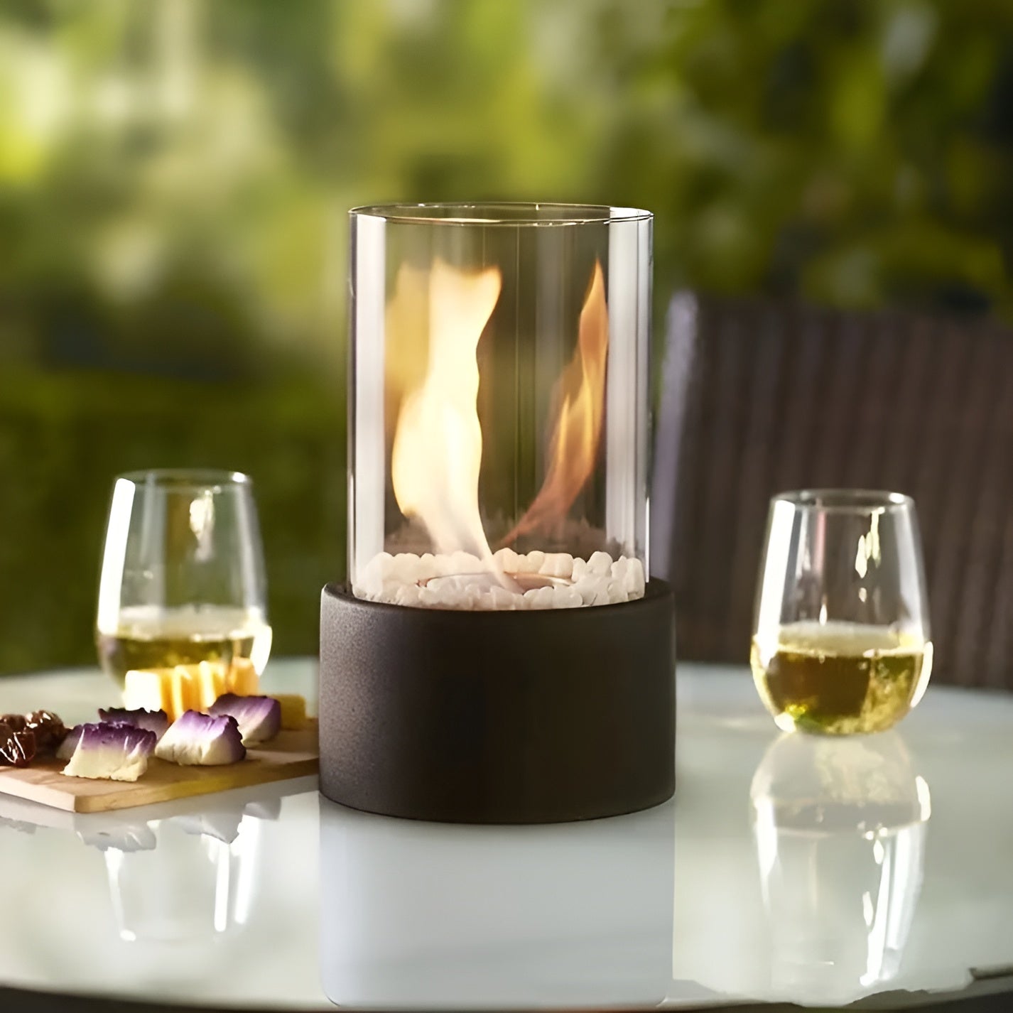 Cheminée de table moderne | Base en métal élégante et combustion propre pour intérieur/extérieur