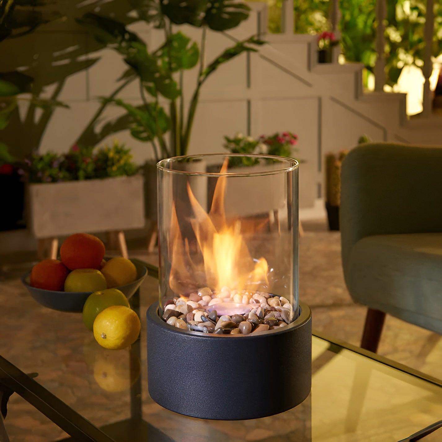 Cheminée de table moderne | Base en métal élégante et combustion propre pour intérieur/extérieur