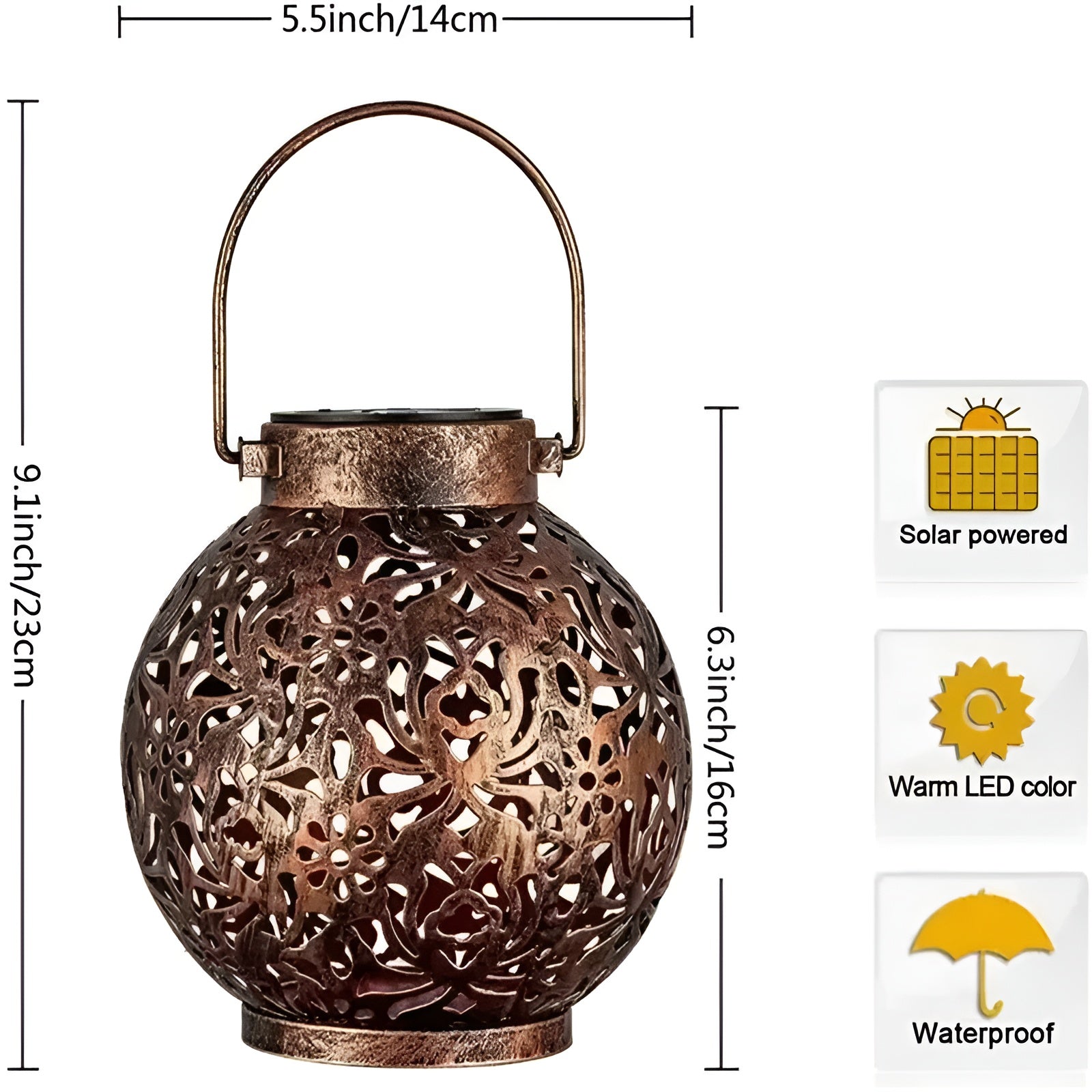 SolarFlare | Lampe de jardin solaire vintage | Éclairage extérieur étanche