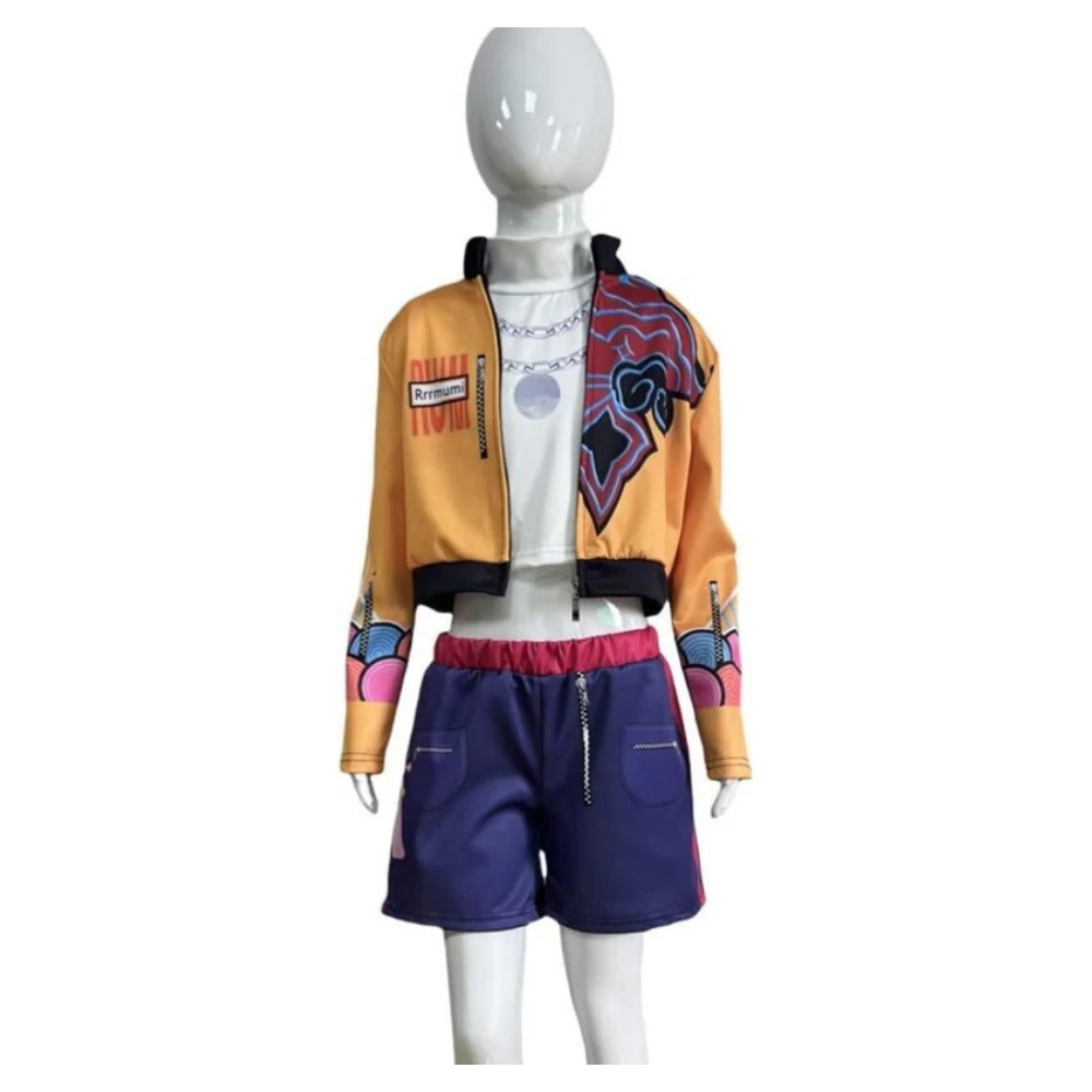 Rumi Kostüm für Mädchen Pop-Sänger Verkleidung Inklusive Jacke T-Shirt Shorts 3-teiliger Satz