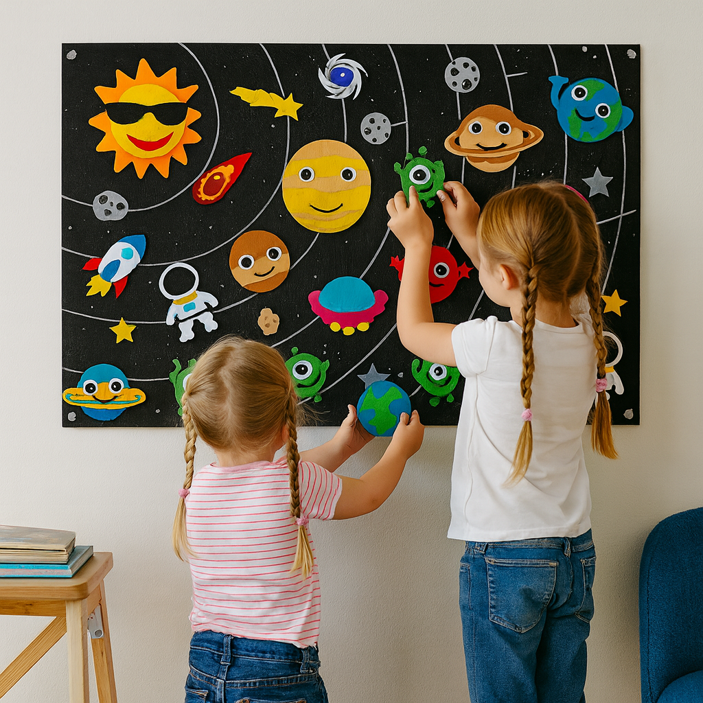 Ensemble d'apprentissage mural en feutre d'animaux pour enfants
