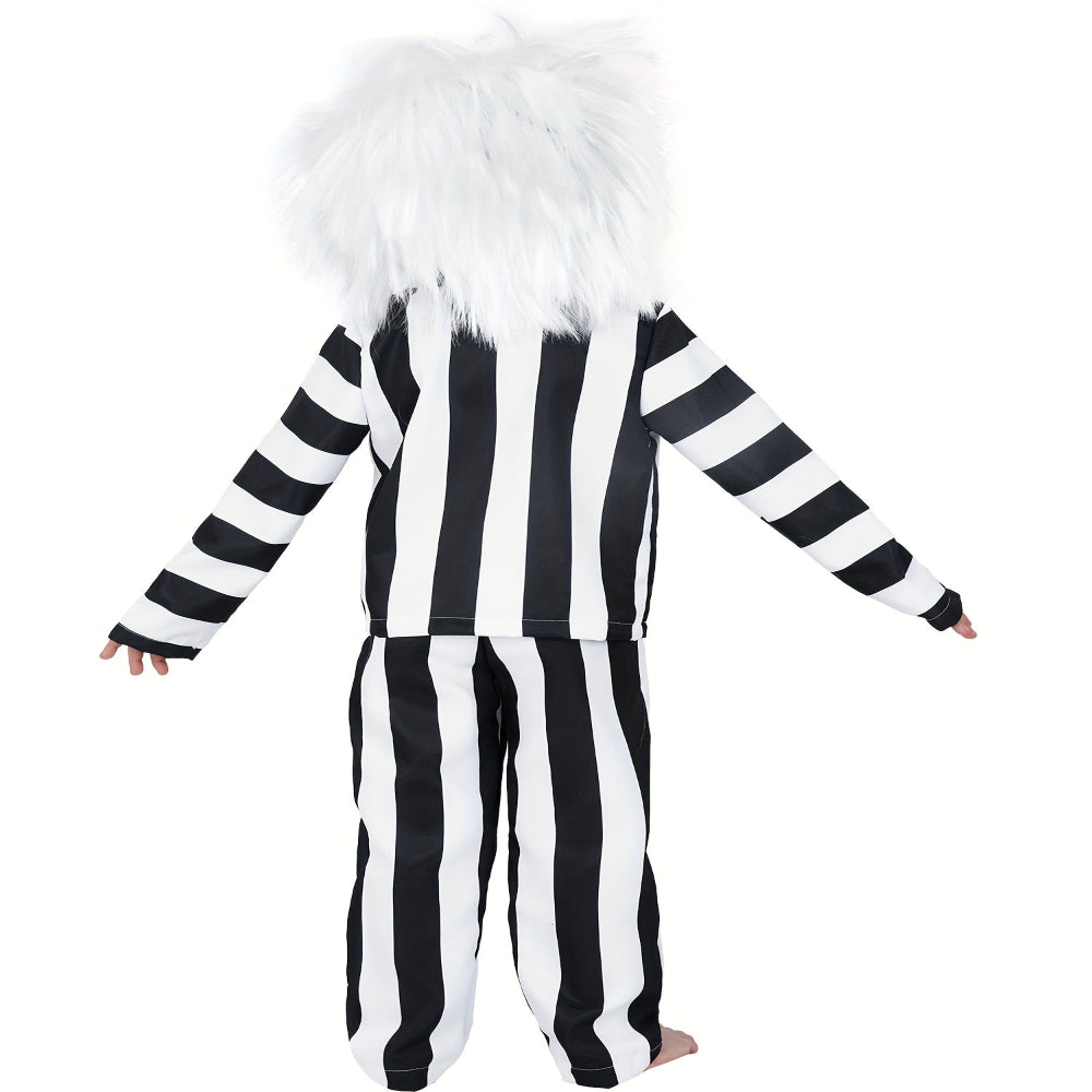 Costume d'Halloween pour enfants costume rayé noir et blanc