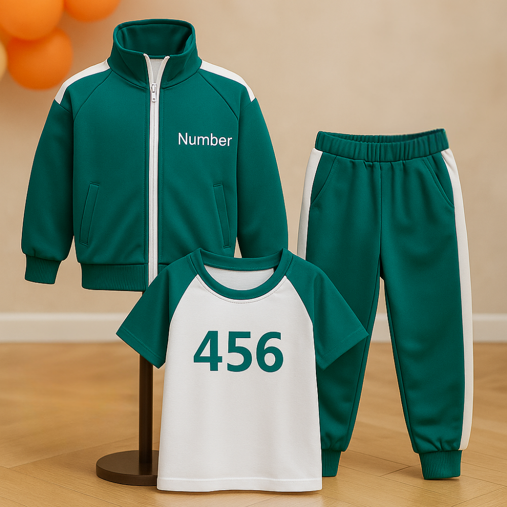 Juegos de Calamares para Niños 2 Disfraz Corea Niños Niñas Sudadera Deportiva Verde 456 230 para Equipo Fiesta de Carnaval de Halloween Ropa de Cosplay
