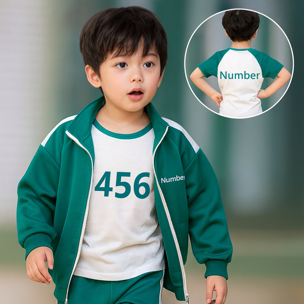 Juegos de Calamares para Niños 2 Disfraz Corea Niños Niñas Sudadera Deportiva Verde 456 230 para Equipo Fiesta de Carnaval de Halloween Ropa de Cosplay