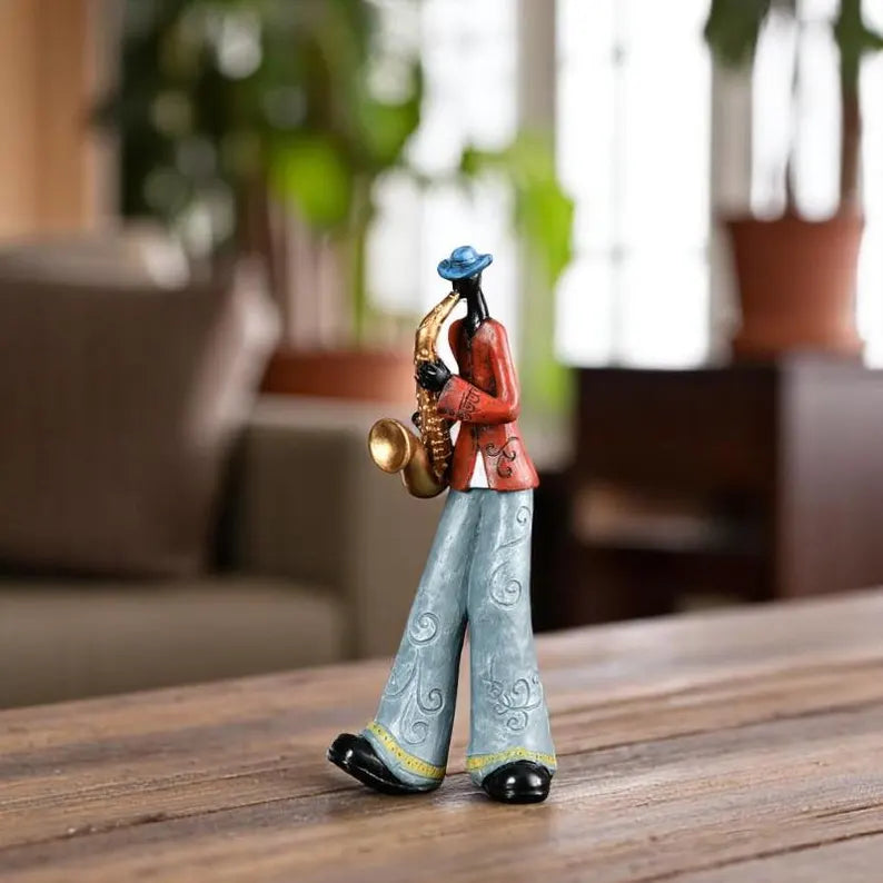 Scultura in resina di musicista jazz per arte da parete
